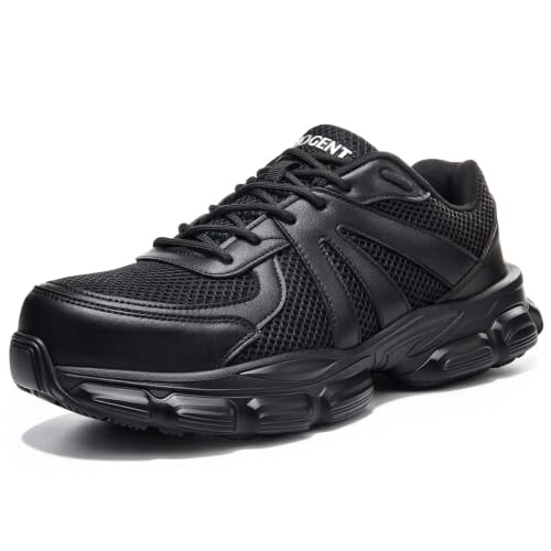 Hogent Steel Toe Shoes for Men Women, Non-Slip Work Safety Sneakers Black | Puncture proof midsole, wear resistant cushioned outsole, lightweight breathable mesh for construction warehouse factory - image 1