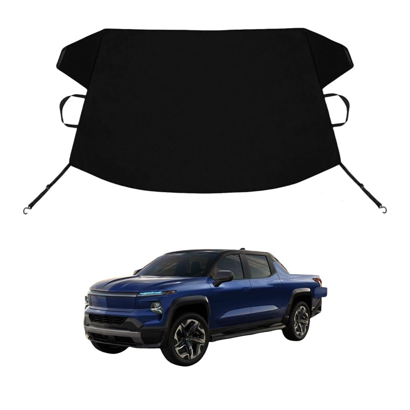 Image of Silverado1500 /2500 /3500 Custom Windshield Cover for Ice and Snow Che-vy Silverado Heavy Duty 600D Oxford Fabric Windshield Protector Fit Waterproof Hail Frost Cover Winter Car Accessories