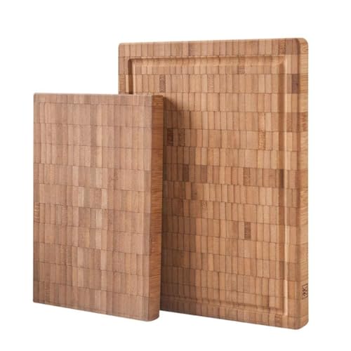Épais Bois de Bambou Planche à découper Cuisine Butcher Block, Conseil Heavy Duty avec Hacher Grooves de jus de découper la viande, de pendaison de crémaillère cadeau (Size : L 250x185x20mm)