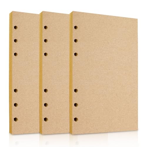 Papel de Recambio A5 Papel Kraft 3 Paquetes de Hojas de papel A5 Hojas de Repuesto Hojas de Papel de Estraza Recargable Hojas Sueltas Cuaderno Diario Scribble