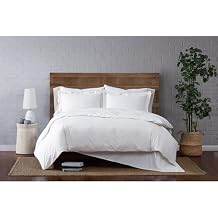 Brooklyn Loom Classic Cotton Duvet Sets White Cotton 3-Piece Full/Queen Duvet Set, Solid Color Themed, for Men and Women, OEKO-TEX Certified Confidence