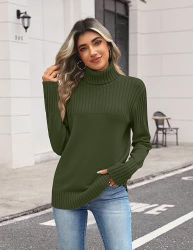 Zeagoo Green Turtleneck Sweater 2026 Fall Winter Knitted Outfits for Women - image 2