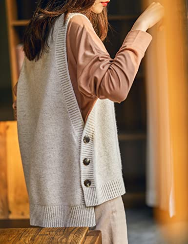 Image of Mingzhu Womens Sleeveless Round Neck Pullover High Low Ribbed Knit Sweater Vest