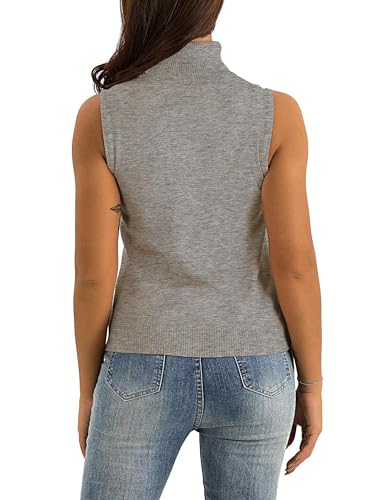Image of Spicy Sandia Women Stretchable Turtleneck Knit Sleeveless Slim Fit Sweater