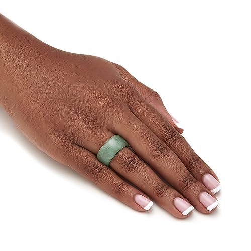 PalmBeach Round Genuine Green Jade Eternity Ring Sizes 6-104