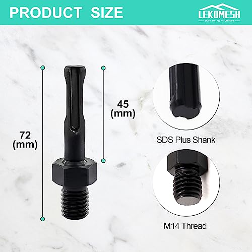 Adapter M14 Male Thread to SDS Plus Shank,for Core Drill Bit,LEKOMESH 2PCS Diamond Drill Bit Adapter for M14 Connection SDS,Diamond Hole Saw Adapter Fitted On Hand Drill or Benchtop drills - Image 2