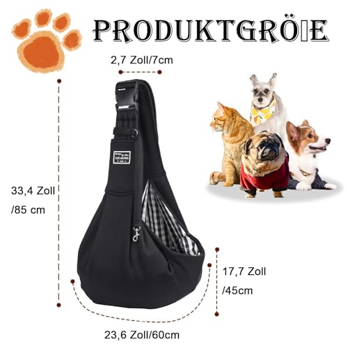 Tragetuch für Hunde, verstellbare Haustier-Tragetasche bis 7.5 kg mit Sicherem Tragegurt