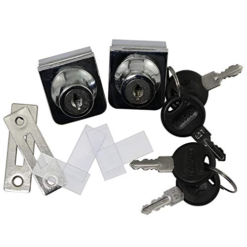 Magic&shell 2PCS No Drilling Glass Cupboard Showcase Display Cabinet Glass Door Lock with Keys