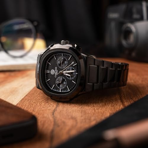 Image of Carlton London Men Stainless Steel Analog Watch | Black Waterproof Watches for Men Boys Male | Fashionable Trendy Quartz Movement Wrist Watch