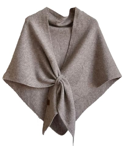 Women's Cashmere-like Knitted Shawl Triangle Scarf Fall/Winter Warm Cape Wrap Open Front Poncho Blanket Stole