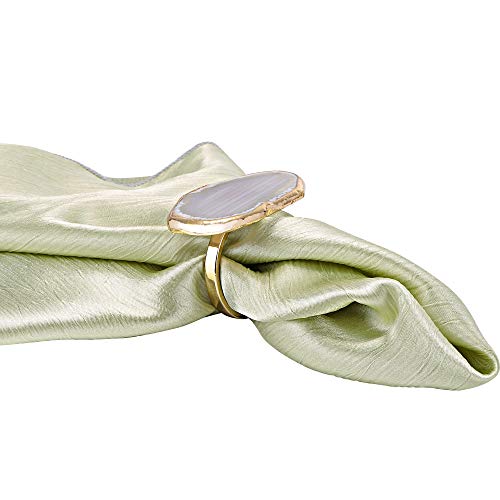 Gold Napkin Rings Set Of 4 Natural Agate Slice Christmas Napkin Ring Dinner Table Decor For Parties Wedding Holidays Thanksgiving Geode Decor (White)… #TOP2