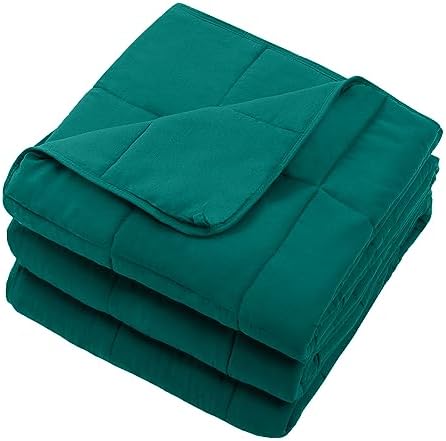 Green Weighted Blanket for Adults 15lbs, 60"x80", Queen Size Cooling Heavy Throw Blanket for 120-160lbs, Microfiber Soft Thick Big Blankets Weighted Comforter Breathable Gift for Sleeping