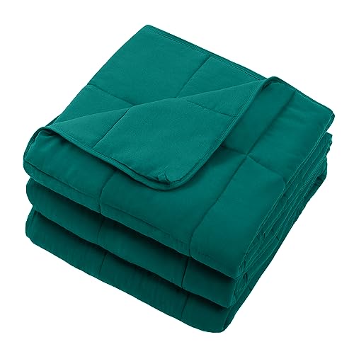 Green Weighted Blanket for Adults 15lbs, 48"x72", Twin Full Size Cooling Heavy Throw Blanket for 120-160lbs, Microfiber Soft Thick Big Blankets Weighted Comforter Breathable Gift for Sleeping