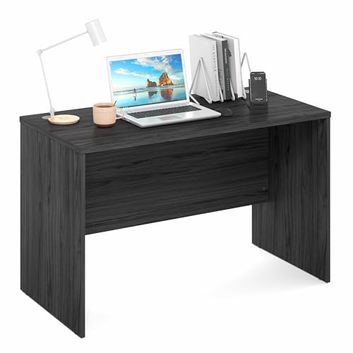 Image of Furinno Roger Computer Desk, 47 Inch Rectangular Executive Desk with Modesty Panel, Home Office Desk with Thick Tabletop, Desk Cord Grommet, Scratchproof, for Home Study, Office, Coastal Grey
