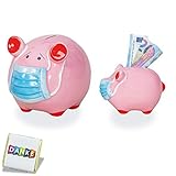 🐷 Mit Münzeinwurf auf der Oberseite und einem Plastikstöpsel zum Drehen unter dem Bauch des rosa Schweinchens. Tolles Geschenk für jedes Kind oder jeden Erwachsenen