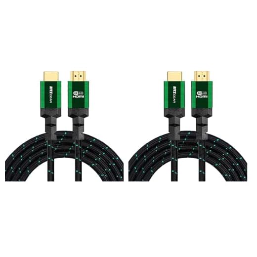 Ritz Gear 4K HDMI 2.0 Cable 25 ft. 18 Gbps Ultra High Speed Braided Nylon Cord & Gold Connectors - 4K@60Hz/UHD/3D/2160p/1080p/ARC & Ethernet. Compatible with UHD TV/Monitor/PC/PS5/Xbox (Pack of 2)