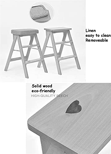 Silla de limpieza para el hogar con peldaños de madera y asiento extendido 4