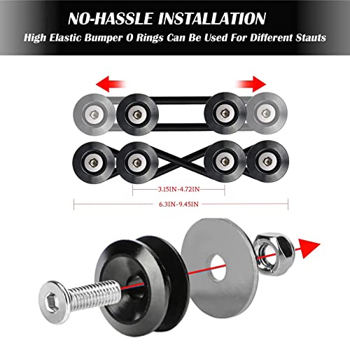 Bumper Quick Release Kit,Quick Release Front Rear Bumper Fasteners Holders O-Ring Rubber Band Stainless Steel Bolts Nuts Washers Car Tire Valve Caps Compatible For Universal Car Bumper #TOP2