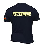 100% Baumwolle Rescue Point Feuerwehr Herren Kurzarm T-Shirt KF10DE (L)