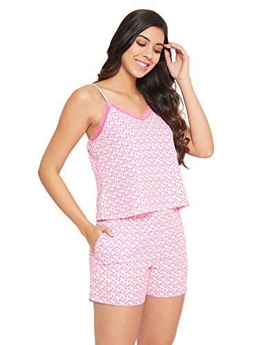 Image of Clovia Women's Rayon Floral Print Cami Top & Short Set