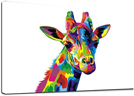 Canvas Wall Art Colorful Deer Painting 24" x 36" Framed Ready to Hang - Modern Canvas Artwork Animal Picture Wall Decor Home Office Decoration