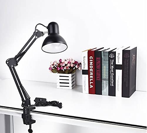 Luminária Mesa 2x1 Metal Abajur Lâmpada Articulável Base Garra Flex MT-811c Cor: Preto