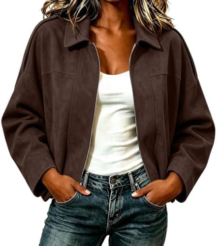 Bomberjacke Damen Einfarbige Jacke Pilotenjacke Blouson Kurz Casual | Übergangsjacke Damen,Langarm Design,Hochwertige Optik,Bequeme Passform,Lässigen Outfits,Ideal für Alltag und F