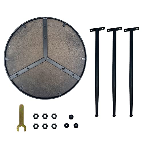 Pacolo Moroccan Carved Style Round Side Table, Black Vintage Round End Table Metal Stand (Black, S) #TOP3