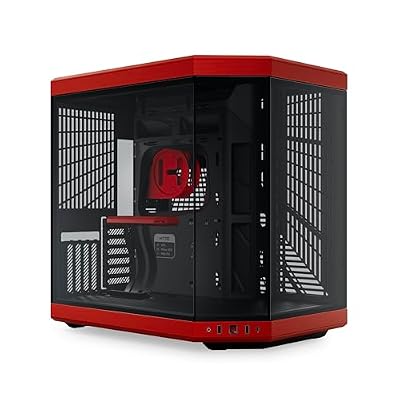 Hyte Y70 Modern Aesthetic Gaming PC Case - Panoramic Glass | High-Airflow Design | Cable Management | Dual Chamber ATX Mid-Tower Chassis | 10 Fan Capacity | Luxury PCIe 4.0 Riser Cable - Cherry (Red)