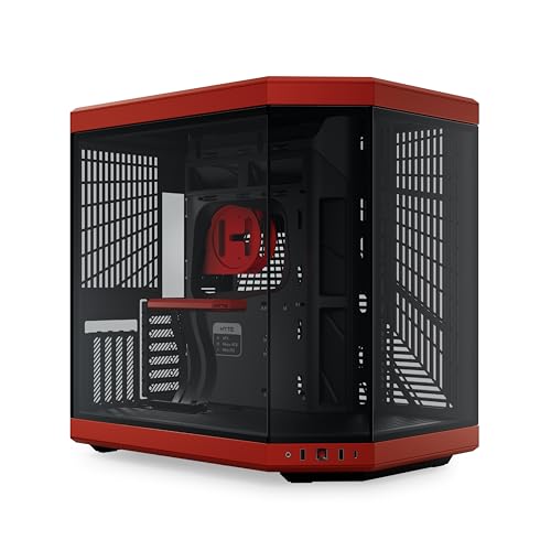 HYTE Y70 - Case da gioco ATX in vetro temperato panoramico a doppia camera con design moderno, con cavo riser PCIE 4.0 incluso, rosso (CS-HYTE-Y70-BR)