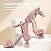 Hehainom Girls Dress Shoes Heels Sandals Little Big Kids Square-Toe Ankle Strap Wedding Party Flower Girls Shoes(Pink Sequin 4 M US Big Kid)