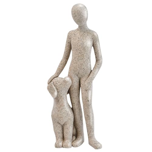 Estatua decorativa de hombre y perro para hogar moderno miniatura 1