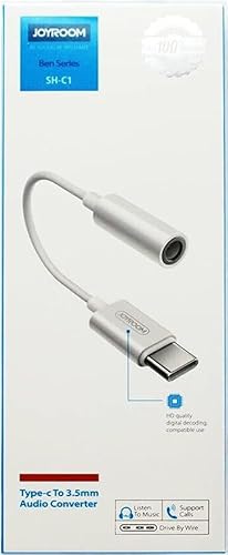 Cabo Adaptador Usb C X Fone Ouvido P2 Samsung Branco Joyroom
