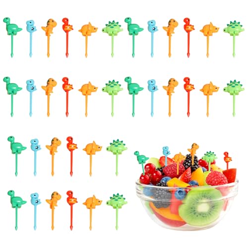 Mlysnd Mini púas de Frutas de Dinosaurio para niños pequeños de 36 Uds, púas Bonitas de Bento para Accesorios de decoración de Fiambrera