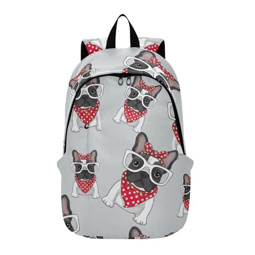 Süße französische Bulldoggen, weiße Punkte, niedlicher Rucksack für Damen, lässiger