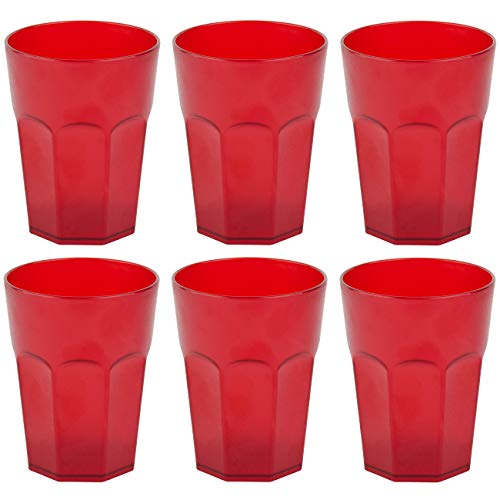 Engelland - 6 bicchieri di plastica, colore rosso, da cocktail, 400 ml, impilabili, riutilizzabili, in plastica, effetto gelo, riutilizzabili, per feste, bicchiere da bere