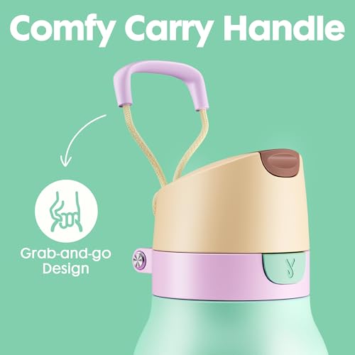 Image of Meoky 24 oz Slim Insulated Water Bottle: Leak Proof Locking Lid, 2-in-1 Straw and Spout, 24 Hours Cold, Top Handle, BPA Free, Stainless Steel Water Bottle for Adults Teens Sports Travel, Lime