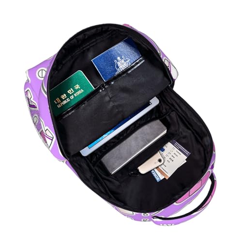 Sac à dos de travail imperméable avec compartiment ordinateur portable et imprimé violet infirmière