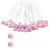 hocadon 30 Stück Perlen U-Förmig Haarnade, Perlenhaarnadel Rosa, Perlen Haarnadeln, Haarschmuck Zubehör für Party Prom Hochzeit(A)