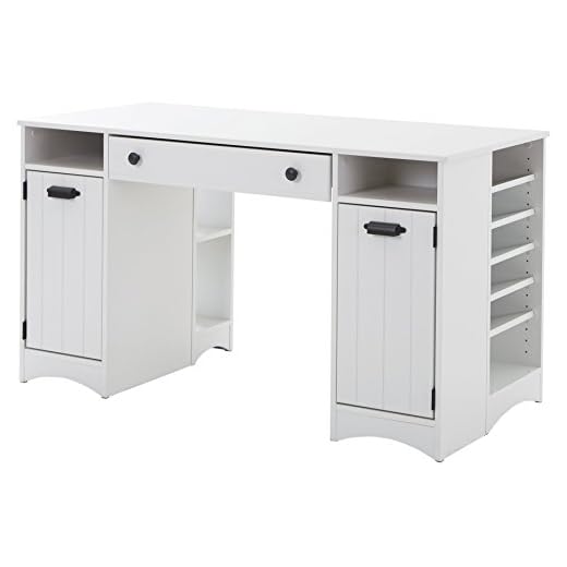 South Shore Artwork Craft Table with Storage, Pure White