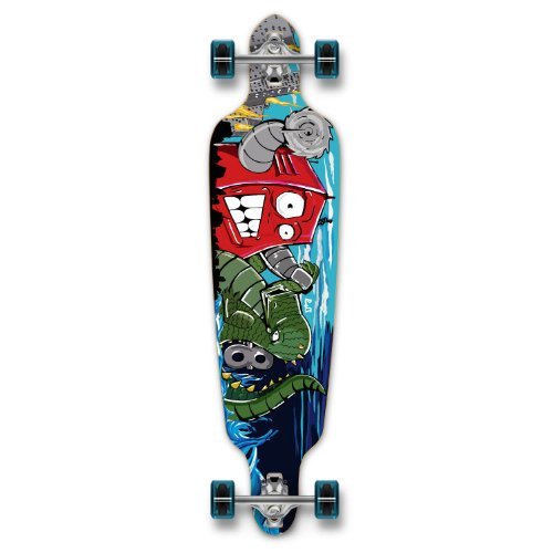 YocaherGraphic Series Complete Drop Through Skateboards Longboard w/Black Widow Premium 80A Grip Tape Aluminum Truck ABEC7 Bearing 70mm Skateboard Wheels