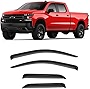2019-2023 Smoke Tinted Tape-On Side Window Vent Visor Deflectors Rain Guards for Chevrolet Chevy Silverado 1500 Crew Cab & for GMC Sierra 1500 Crew Cab Pickup Truck - 4 Piece Set 2020 2021 2022