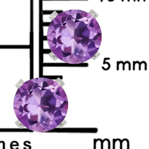 Miniatura 8 de Gem Stone King Juego de 3 aretes redondos de amatista, citrino y peridoto de 0.157 in para mujeres y hombres en plata de ley 925, Plata de ley,