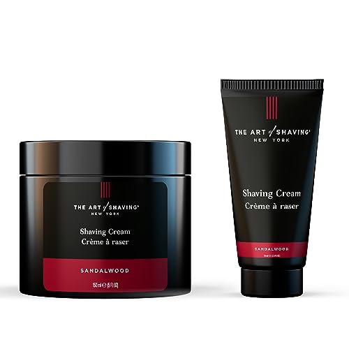 The Art of Shaving Sandalwood Shaving Cream for Men – Protects Against Irritation and Razor Burn – Hydrates and Nourishes Dry Skin – Clinically Tested for Sensitive Skin – Classic 5 oz + 2.5 oz Travel