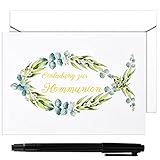 10 Stücke Einladungskarten Kommunion mit 10 Umschläge Einladungskarte zur Taufe Konfirmation Einladung Karte mit Schwarzer Marker für Jungen Mädchen Heilige Erstkommunion Konfirmation Taufe