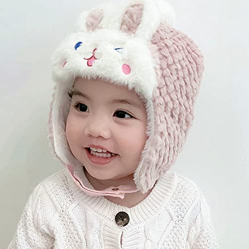 Image of XYX Crochet Earflap Pilot Hats Rabbit Ears Beanie Cap Winter Warm Knit Caps for Toddlers Baby Girls and Boys