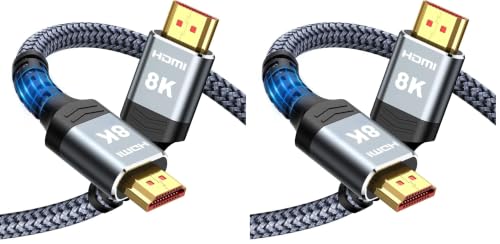 Image of Highwings High Speed 8K 60Hz HDMI Cable 3.3FT /1M, 2.1 48Gbps HDMI Braided Cable-4K@120Hz 7680P,DTS:X,HDCP 2.2 & 2.3, HDR 10,eARC,Dynamic HDR,Compatible for Laptop, Monitor, Roku TV (Pack of 2)