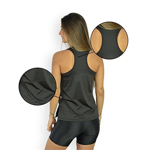 Regata Dry Fit Feminina Costas Nadador Fitness Tamanho:G;Cor:Preto