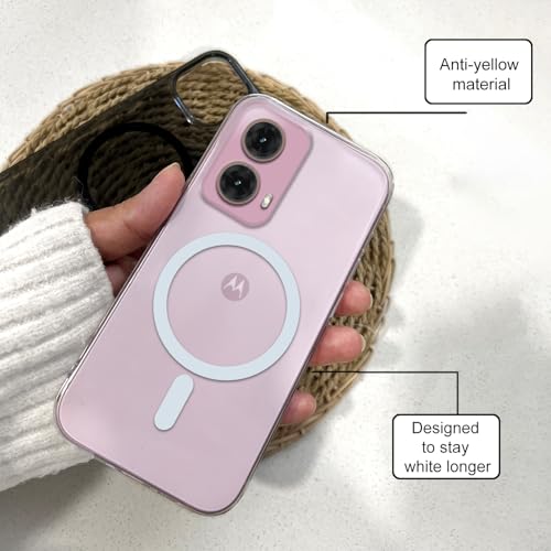 Image of COLORflow Back Cover Compatible with Motorola Moto G85 5G | White Crystal Clear | MAG-Safe | Slim Soft Touch Case with Anti-Slip Grip & Camera Protection
