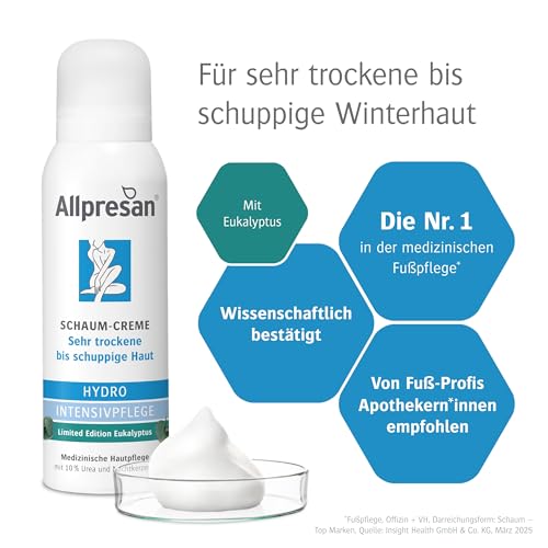 Allpresan Limited Edition HYDRO INTENSIVPFLEGE Körper Schaum-Creme für sehr trockene bis schuppige Haut mit Eukalyptus, 125 ml